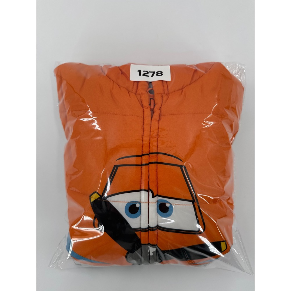 Disney  Planes Dusty Crophopper Orange Puffer Vest Hooded Boys XL 7X - Picture 8 of 8